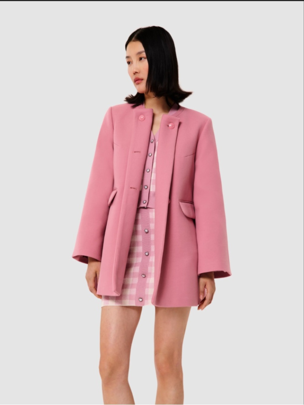 Zara Pink Lined Buttoned Frock Coat